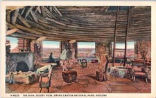 Kiva Désert Vue Grand Canyon National Park Fred Harvey Arizona Carte Postale