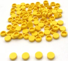 Lego 100 New Yellow Tiles Flat Smooth Round 1 x 1 Stud Parts