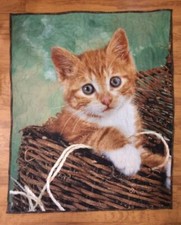 Super Cute HD Red Kitten/Cat Finished Baby Quilt/ Wall Hanging 35.5X43