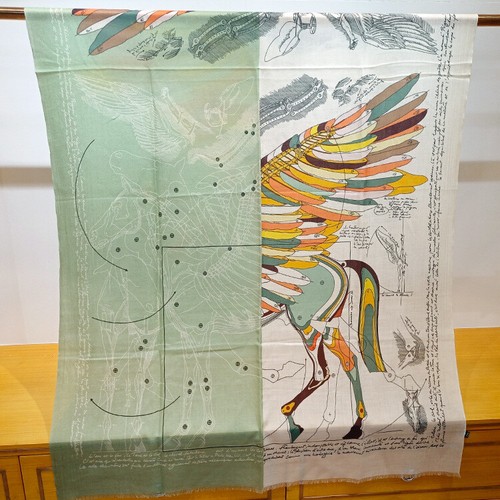 Pure 200s Cashmere Scarf Wrap Shawl Horse Print Thin Soft Delicate 200*100cm - Picture 5 of 26