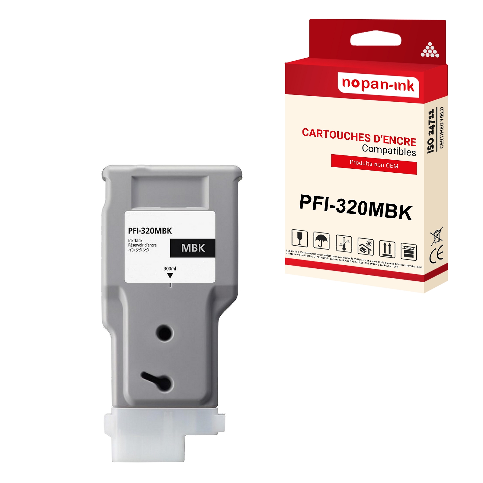Cartouche PFI-320MBK noir mat compatible avec traceurs jet d'encre Canon imagePROGRAF