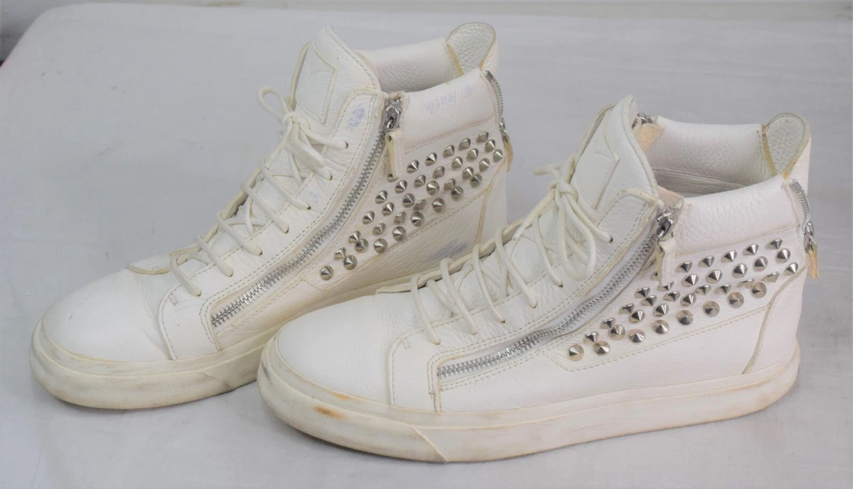 Diktat beslutte At blokere Giuseppe Zanotti High Top Lace Up Studded White Sneakers - Size 45 | eBay