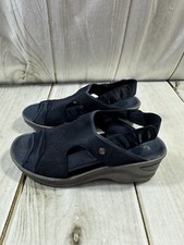 BZEES DREAM PLATFORM SLINGBACK WOMENS 9.5 SANDAL SHOES BLUE OPEN TOE CASUAL