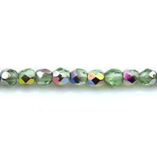 Peridot Green Vitrail - 50 3mm Faceted Round Fire Polish Czech Glass Beads