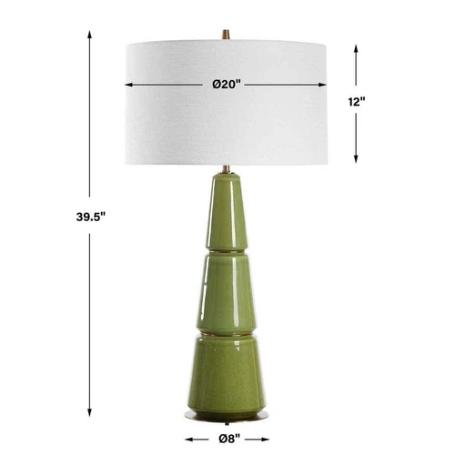 MENDELL MODERN TABLE LAMP CRACKLED MOSS GREEN CERAMIC UTTERMOST 30502 - Picture 7 of 7