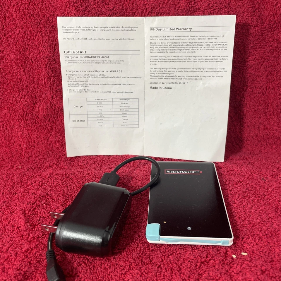 Banco de alimentación, cargador de teléfono, Instacharge 2800 mAh banco de alimentación cargador adaptador manual Foto 3 de 3