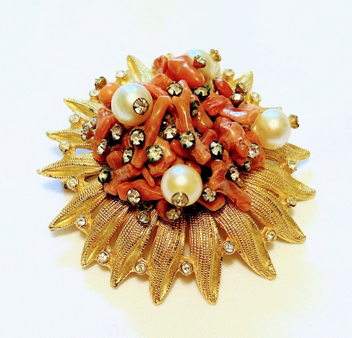 Cadoro Signed Coral Branch & Pearl Brooch | eBay