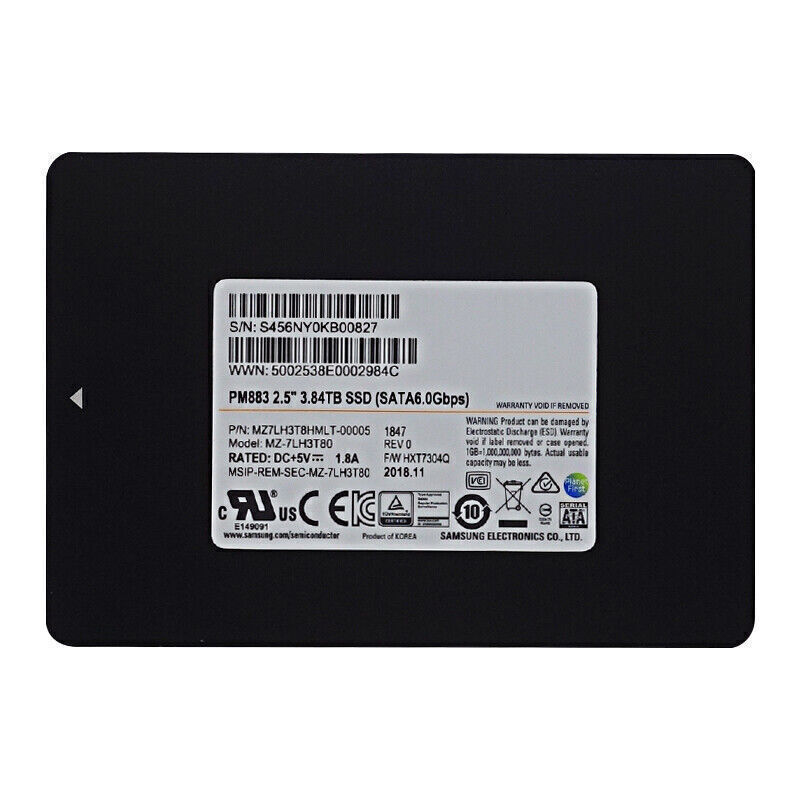3.84TB Samsung PM883 SSD 2.5