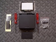 Game Boy Advance SP Replacement Housing Shell BLACK  Screen Lens