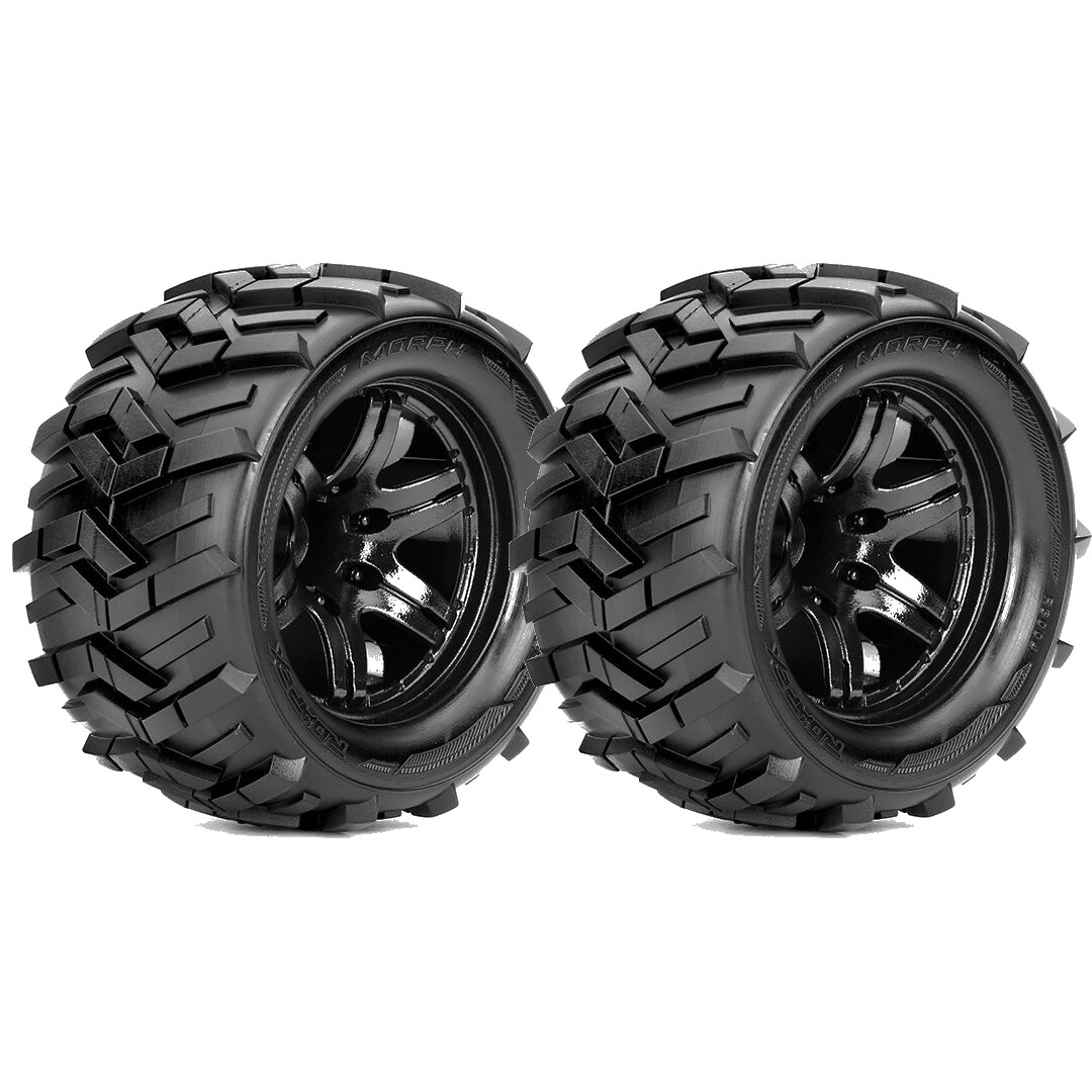 Roapex R/C Morph 1/10 Monster Truck Tires Mounted on Black Wheel