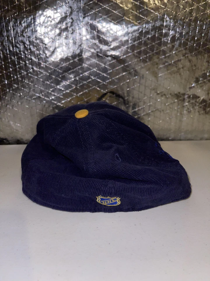 St. Louis Blues Hat Cap Fitted Mens 7 5/8 Navy Gold NHL Hockey Script New Era - Image 3 of 4