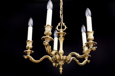 französischer Bronze  Kronleuchter Deckenlampe Lüster  ca.1950/60 restauriert