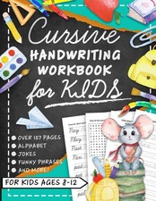 Cursive Handwriting Workbook for Kids Ages 8-12 with Jokes  Riddles: Penman...