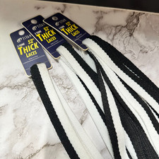 Titan Thick Shoe Laces Black White Two Tone 52" Flat Wide Replacement Lot Of 3
