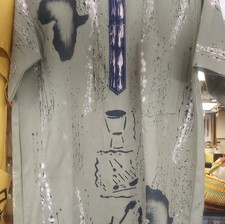 Men's Green Cotton Dashiki Shirt with Traditional African Abstract Patterns