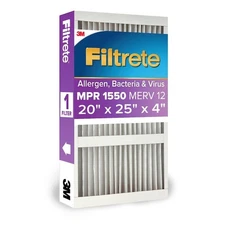 3M Filtrete 20x25x4 Allergen, Bacteria & Virus AC Filter | MPR 1550 | MERV 12