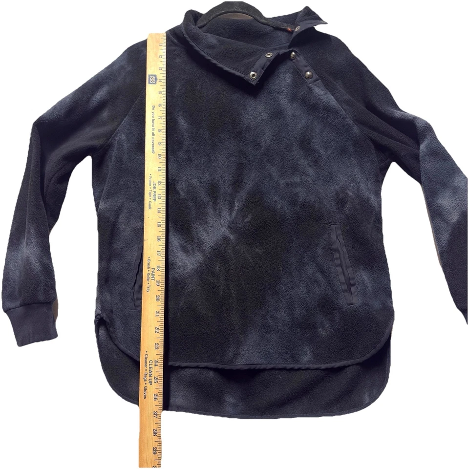 Fleece Pullover Women M Black Tie Dye Top Funnel Mock Neck Cozy Grunge Boho Chic - Image 3 of 4