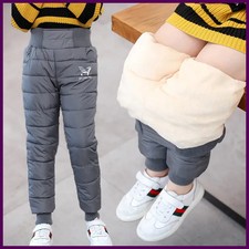 Winter Boys Thick Cotton Pants Fleece Padded Warm Trousers Kids