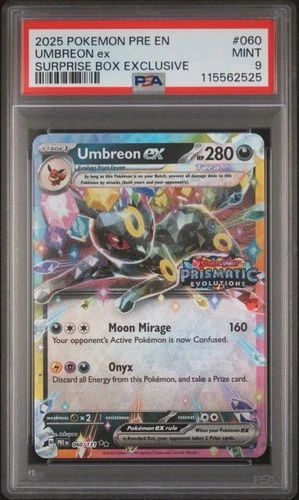 2025 POKEMON PRISMATIC EVOLUTIONS SURPRISE BOX EXCLUSIVE #060 UMBREON EX PSA 9