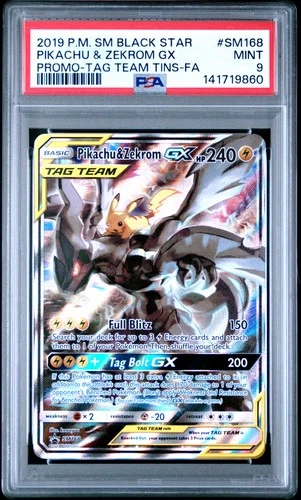 2019 POKEMON SM BLACK STAR PROMO #SM168 FULL ART/PIKACHU & ZEKROM GX PSA 9