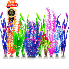 MyLifeUNIT Fish Tank Plants, 10 Pack Artificial 7.1 to 14.6 inches, Blue