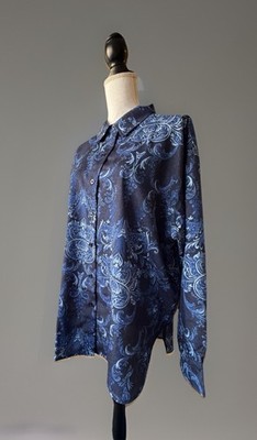 KARL LAGERFELD Women's sz L Top Blouse Shirt NWT Blue