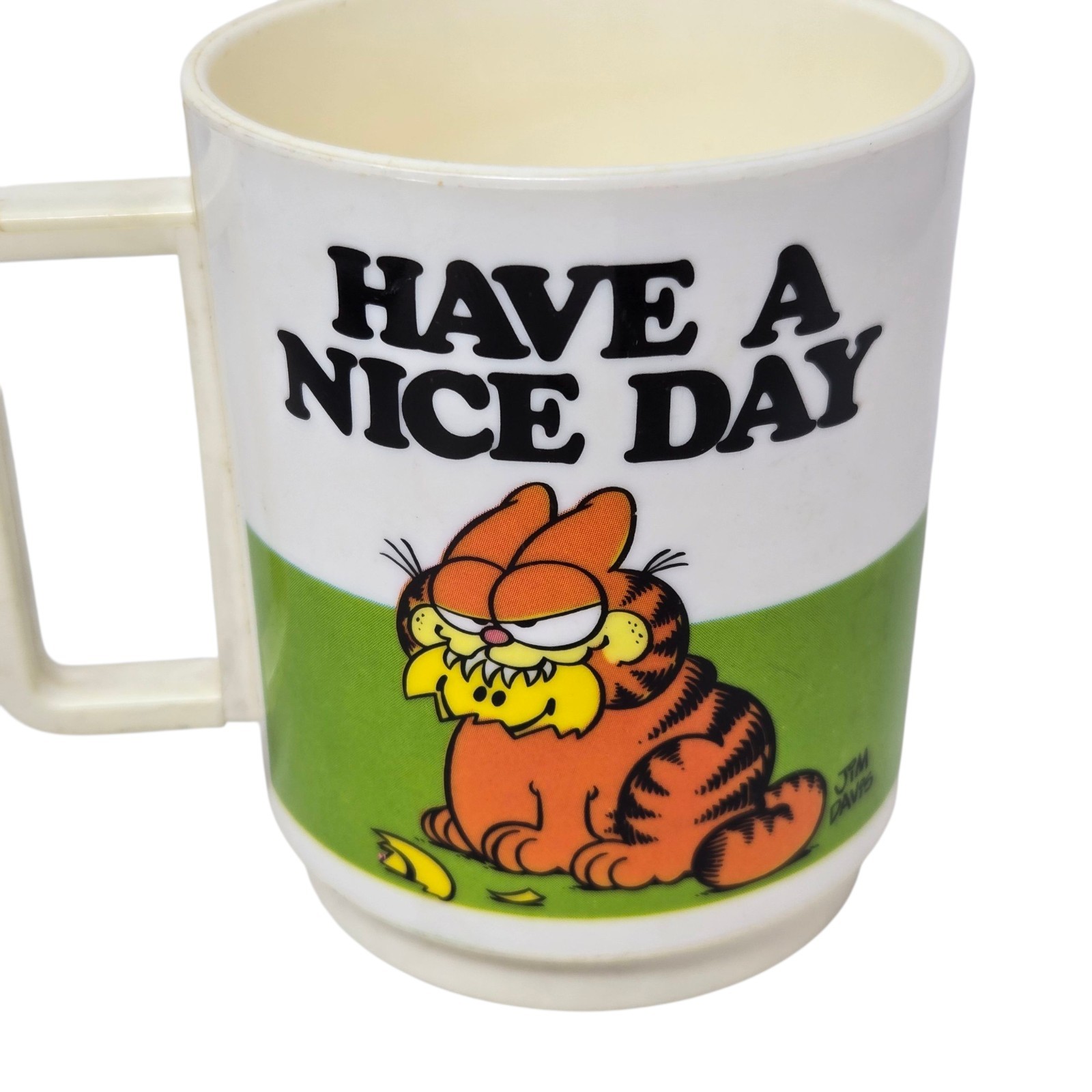 Vintage 1978 Plastic Cup Mug GARFIELD Have a Nice Day DEKA Elizabeth N.J. U.S.A.
