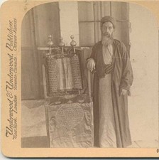 Samaritan High Priest with Pentateuch, c1900, Shechem