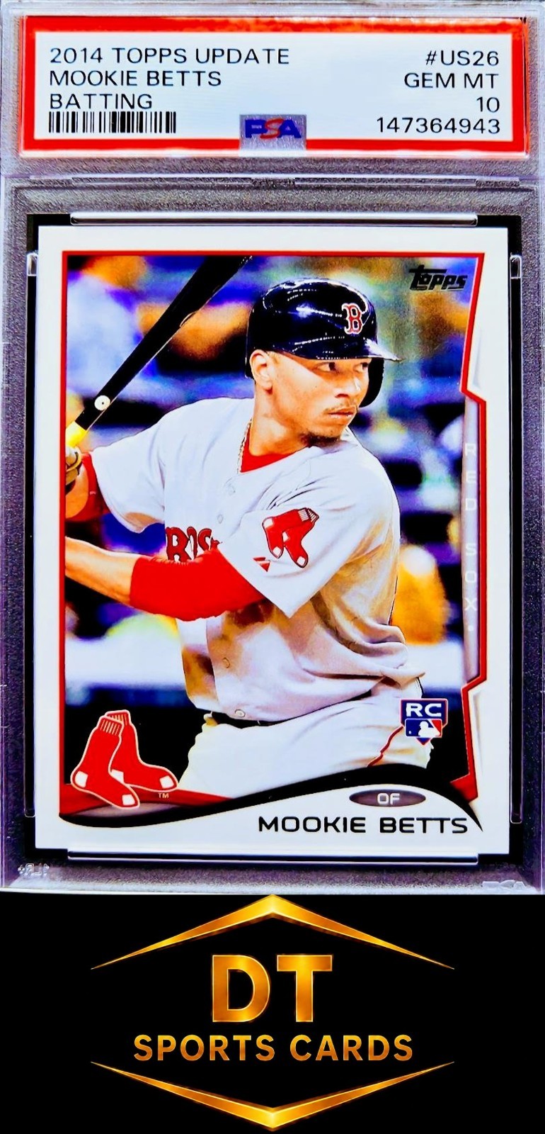 2014 TOPPS UPDATE MOOKIE BETTS #US-26 BATTING (RC) PSA 10 GEM MINT view 1