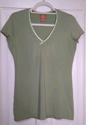 Left Coast Tee Shirt Top Trim Fitted  Pima Cotton Green Luxury Women's 3(1130)