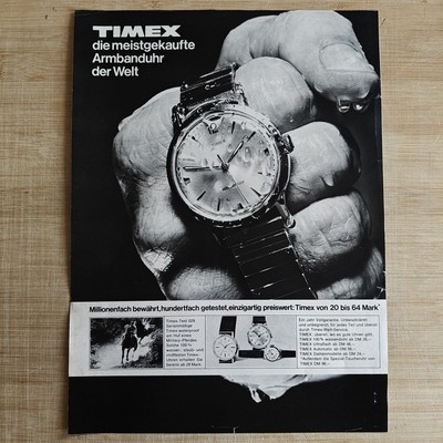 Timex Waterproof 1967 Adv Vintage Werbung Anzeige Reklame yellowed_vintageads