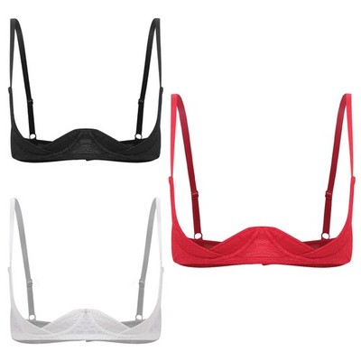 DE Hebe BH Offene Brüste Push Up Damen Balconette Bra mit 1/4-Cups Nachtwäsche
