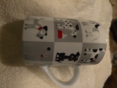 Chequered Pets Dogs Rayware Fine Porcelain United Kingdom Tea Coffee Cup Mug