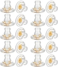 20PCS 18K Gold Silicone Earring Backs, Locking for Heavy Earrings  Droopy Ears