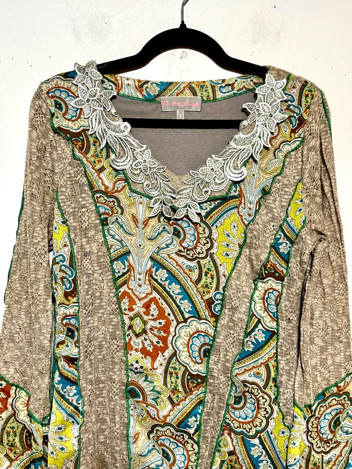 Top túnica boho Pretty Angel Fairycore para mujer talla S Cottagecore Lagenlook hippie Foto 3 de 4