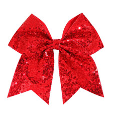 1 Pcs 8" Large Sequin Cheer Bows Clips, Cheerleading Glitter Hair Bow with Allig