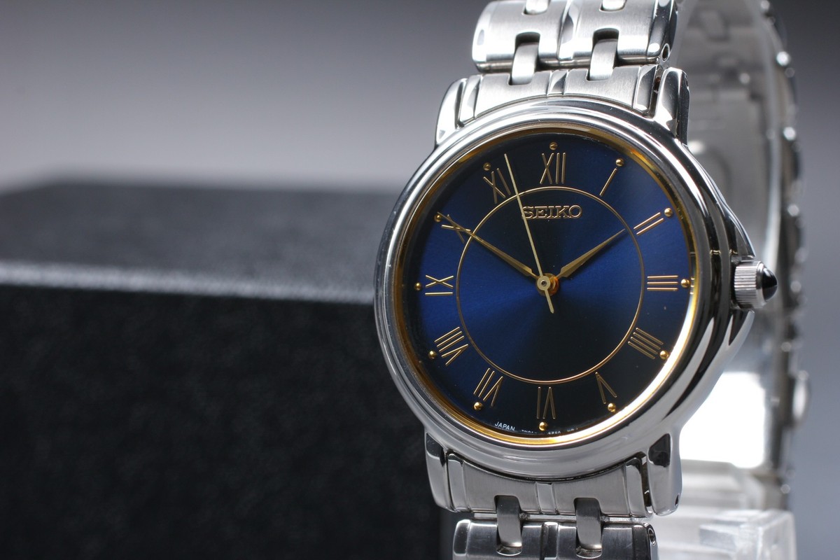Vintage 2001 Seiko Spirit 7N01-6J60 Blue Dial Roman Quartz Mens 