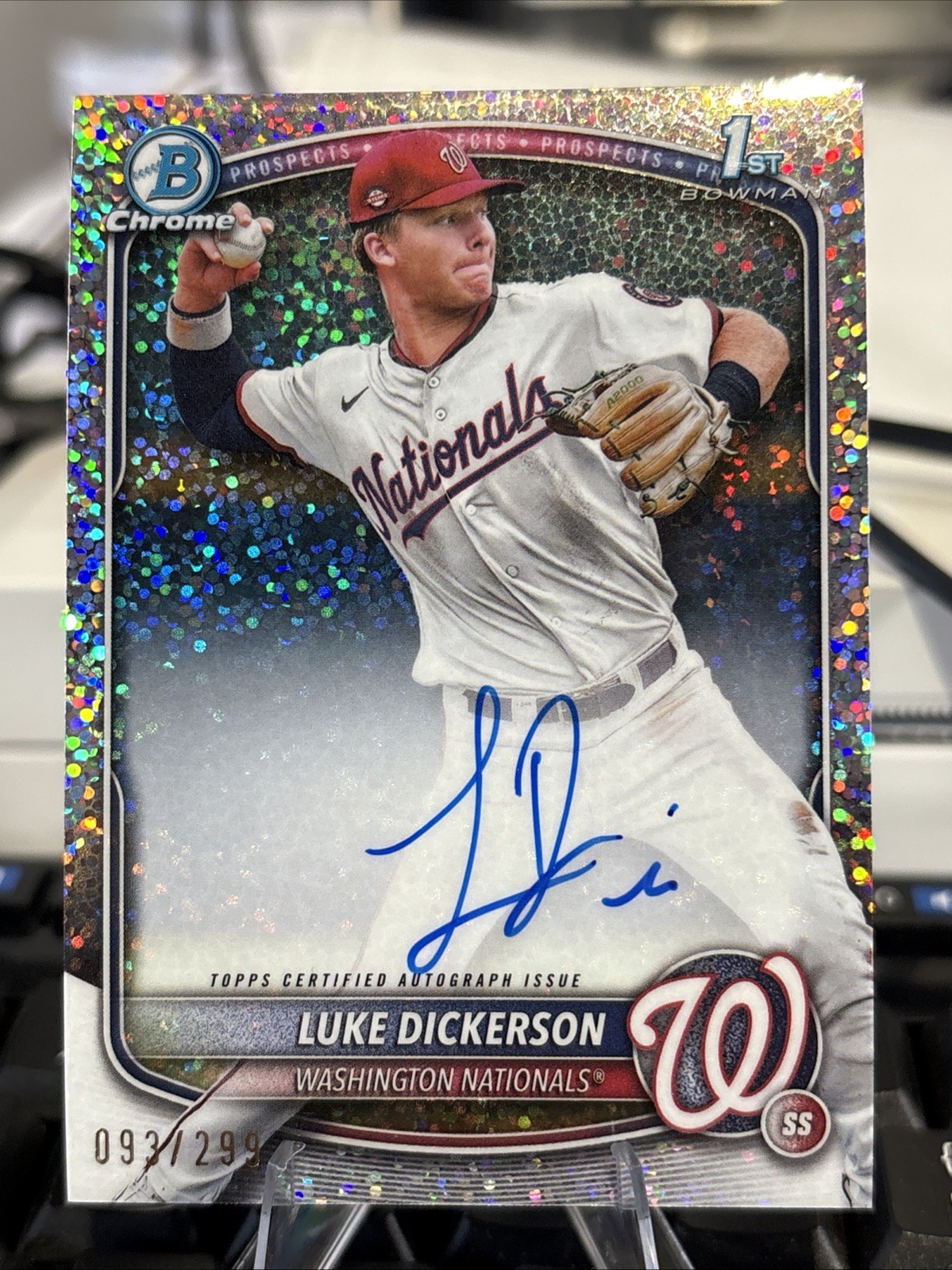 Luke Dickerson 2025 Bowman Chrome 1st Auto Speckle Refractor Prospect/299