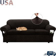 Faux Leather Couch Covers 4-Piece Set Stretch Fit Non-Slip Pet Friendly New