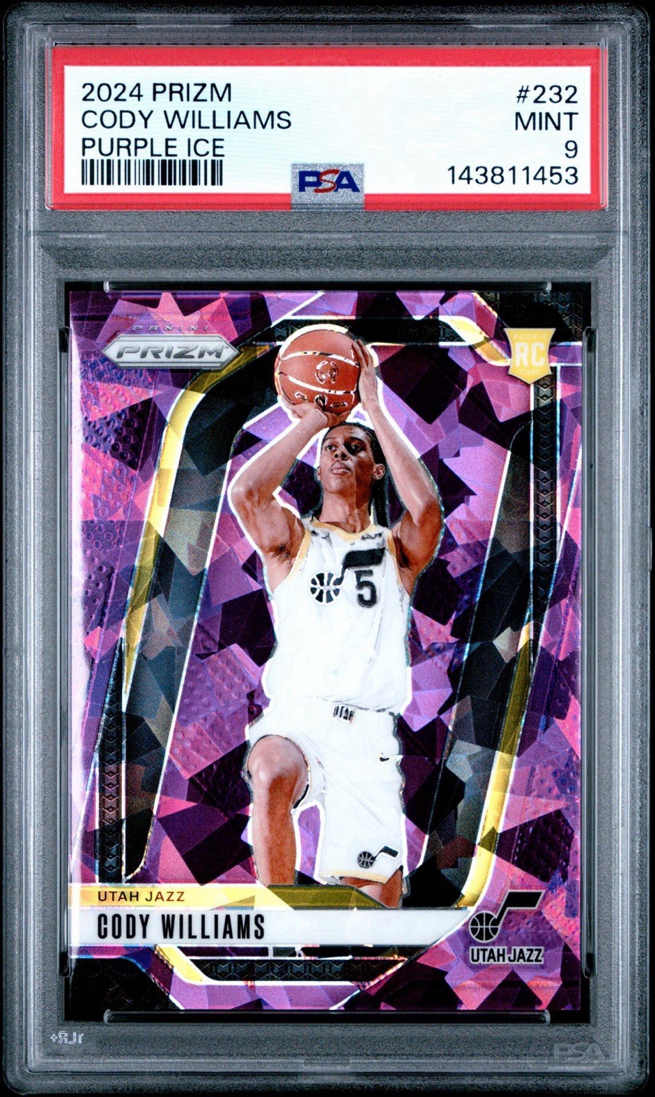 2024 Panini Prizm #232 Cody Williams Purple Ice Rookie RC 108/149 PSA 9 Mint