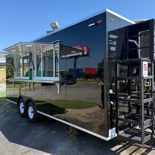 Black Stainless Steel Food Trailer Mobile Kitchen Concession Stand