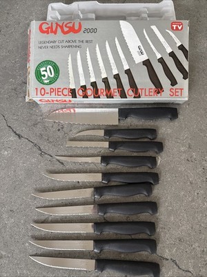 Vtg Ginsu 2000 10 Piece Gourmet Cutlery Knife Set As Seen On TV Open Box