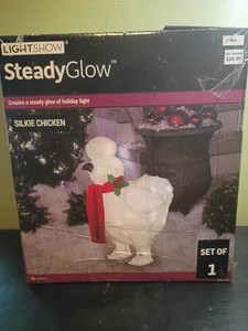 Gemma Silkie Chicken SteadyGlow Open Box Illuminated Christmas Yard Sculpture 