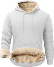 Mens Sherpa Lined Pullover Hoodie Long Sleeve Warm Winter Fleece Sweatshirt
