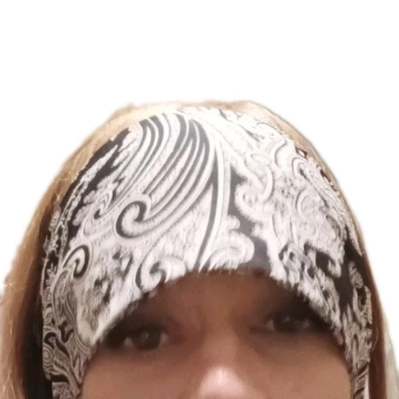 Dark Blue Paisley Head Scarf Extra Long - Image 3 of 4