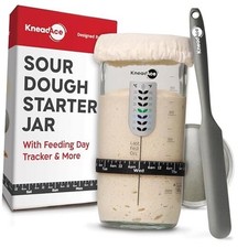 Sourdough Starter Jar With Date Marked Feeding Band, Thermometer, 1 Pack