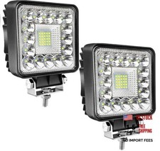 LED Tractor Work Lights, 4 Inch LED Pods Lights 123W Square 12V 24V Spot 2PCS