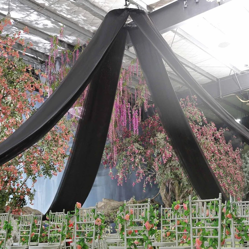 Cortina de techo transparente profesional negra de 10 x 30 pies cortinas decoraciones de fiesta Foto 2 de 4