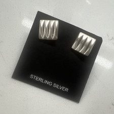 925 Sterling Silver Square Stud Earrings Butt...