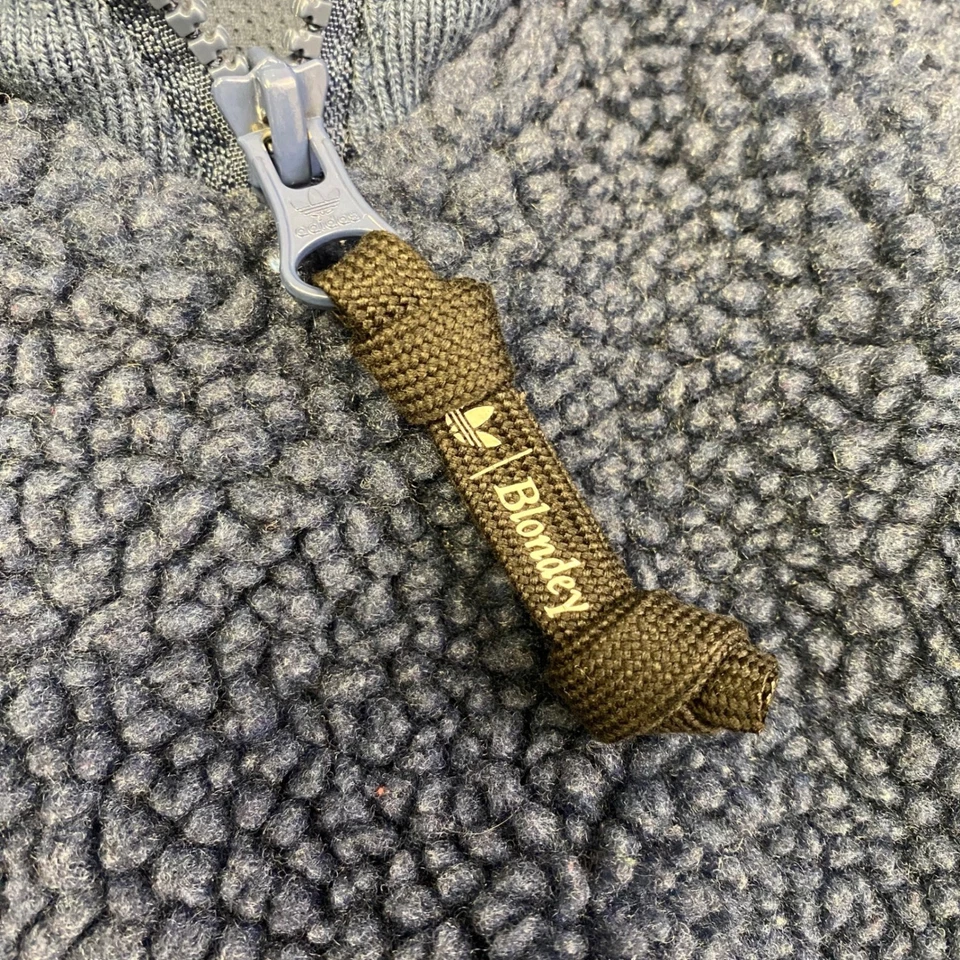 Chaqueta Adidas BLONDEY Sherpa Polar Cuarto Cremallera Azul Blanco Rayas Talla L Foto 4 de 4